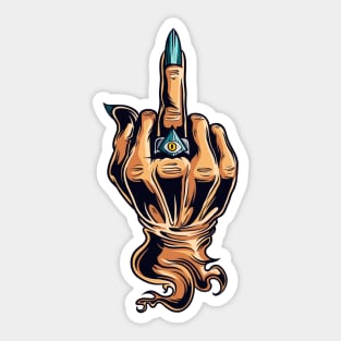 FU middle finger hand gesture rude with evil eye Sticker